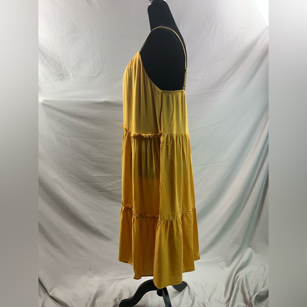 Mustard Yellow Ruffle Hem Cami Dress - Picture 8 of 9